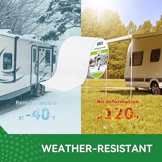 RV Roof Tape with Roller, 6 Inch x 50 Feet Waterproof & UV-Resistant RV Roof Sealant Tape for Camper, Trailer, Boat Sealing