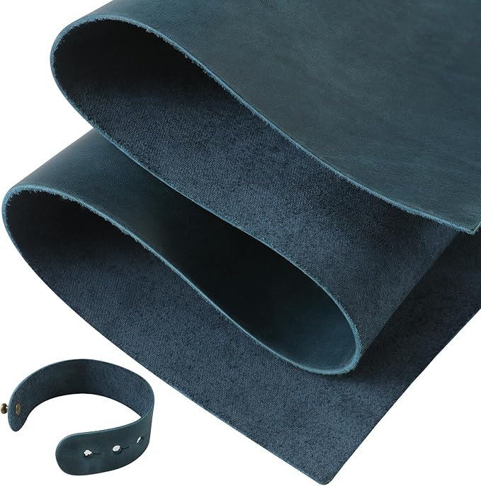 RingSun 12''X24'' Blue Leather Sheets for Crafts (2mm), Full Grain Leather Tooling Leather