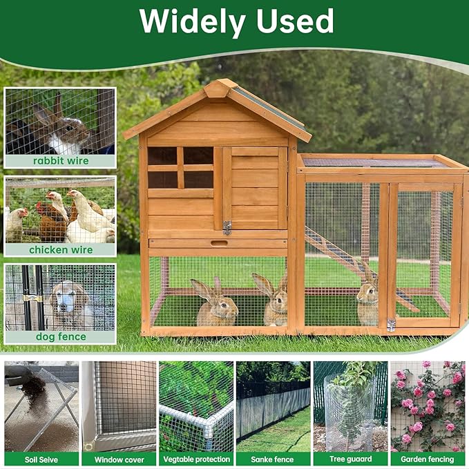 Amagabeli Galvanized Hardware Cloth 1/2 inch 48inx50ft 19 Gauge Chicken Wire Fence Welded Wire Mesh Roll Plant Supports Poultry Netting Garden Bed Animal Cage Snake Rabbit Wire Gopher Rodent Proof