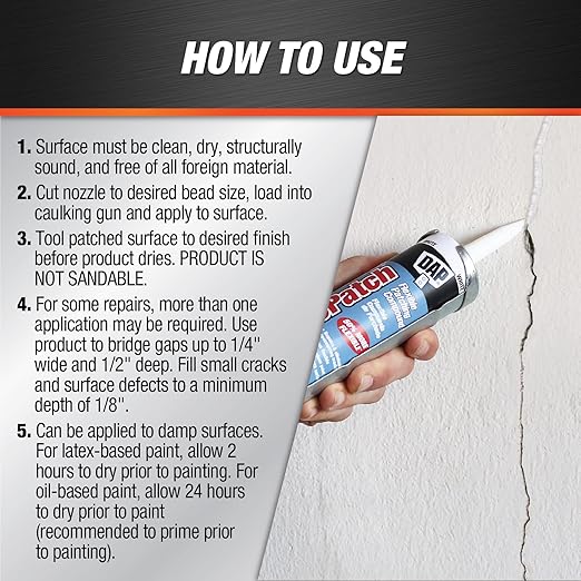 Dap 12276 Elastomeric Patch and Caulking Compound, 10.1-Ounce, White (Pack of 2)