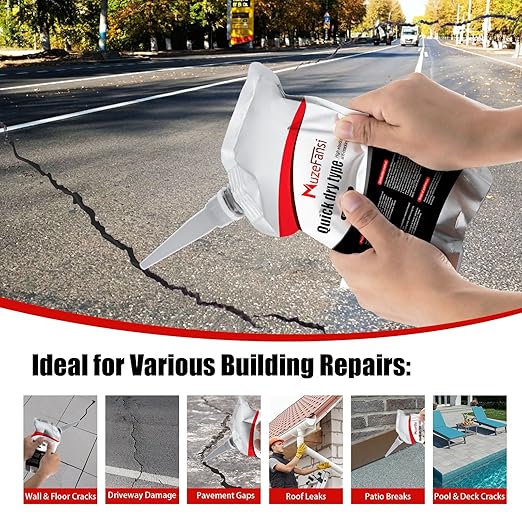 Asphalt Crack Filler, Crack Repair Sealant, Driveway Crack Sealer for Asphalt & Blacktop, Fast-Drying, Weather-Resistant, Easy to Apply Pavement Repair Sealant(4 Pcs,4.4LB)
