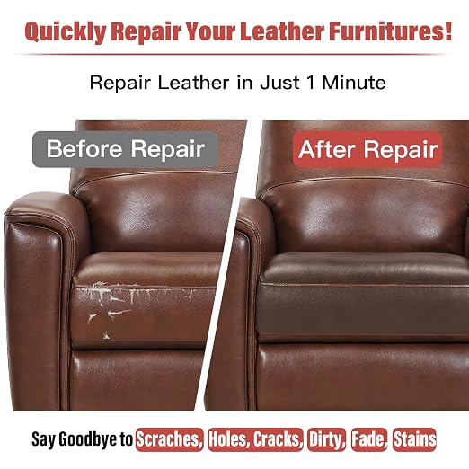 GEYYANG Leather Repair Patch, 16X79 inch Self Adhesive Leather Patches, Large Leather Repair Tape for Couches, Furniture, Car Seats, Cabinets, Wall, Handbags(Brown - Litchi Grain)