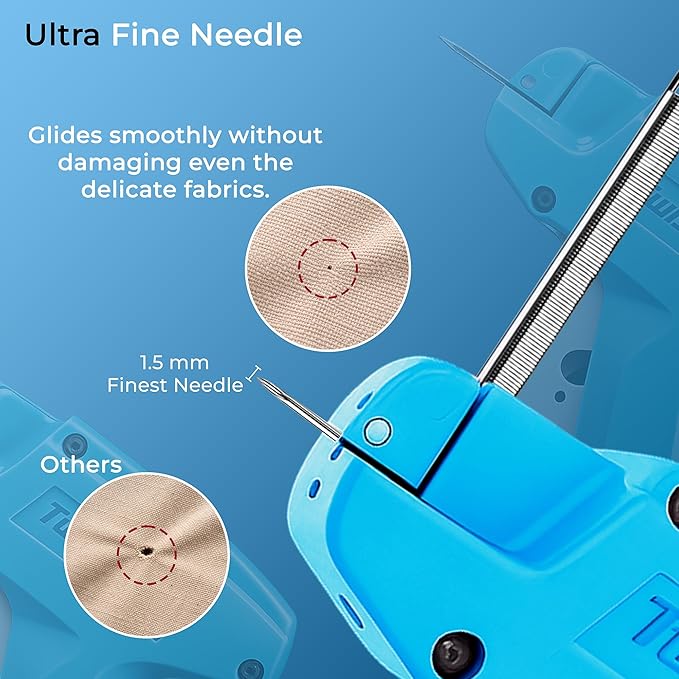 Stitch Gun for Clothes (Quick Fix Tool, Not a Sewing Machine), Handheld Clothing Tag Gun for Quick Clothing Repairs Includes 6 Needles, 1000 Black & 1000 White Fasteners (Blue)