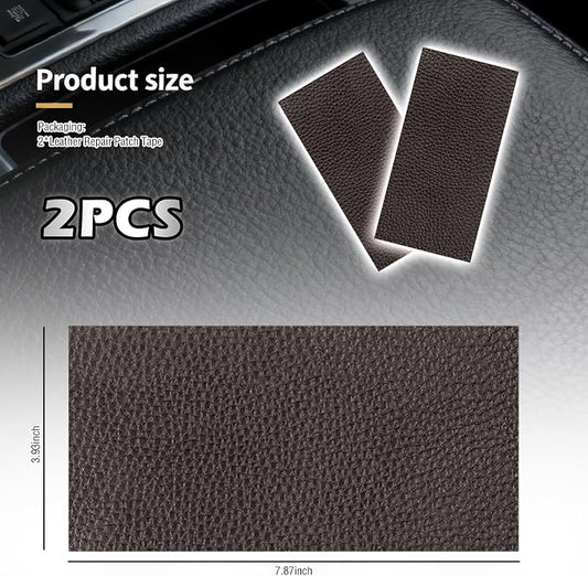 2PCS 8×4 Inch PU Leather Patch for Car Seat Repair,Self-Adhesive Leather Repair Patch Tape Vinyl Repairs Kit,Portable Car Leathers Repairs Kit (Dark Brown)