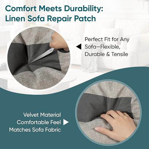 Velvet Repair Tape,4x71 Inch Self-Adhesive Grey Couch Patch Repair Fabric Patch for Furniture,Sofas,Cushion,Chairs,Suede Goods.