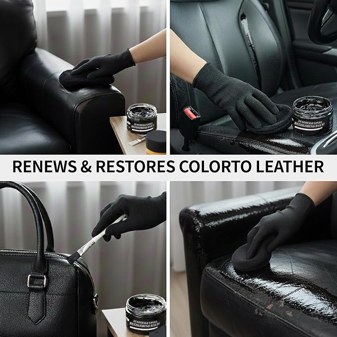 Black Brown Leather Recoloring Balm Color Restorer Scratch Multipurpose Dye Paint Leather Repair Kits for Vinyl Sofas Furniture Faded Leather Couches Car Seats