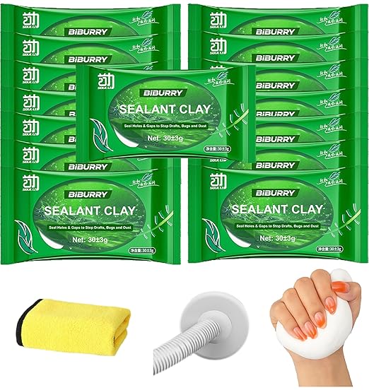 15 Packs, Each 30g -Waterproof Duct Seal Putty, White Sealing Clay for Quick Repairs, Drain Connections, Wall Holes, AC Pipe Holes, Gap & Crack Sealing,Includes Bonus Cleaning Towel