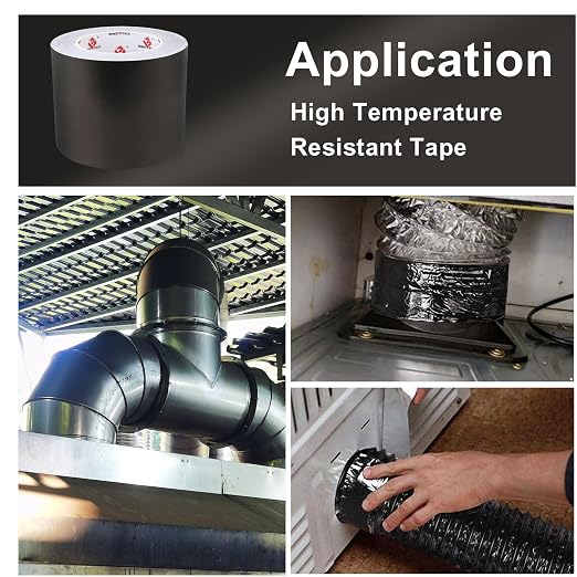 BOMEI PACK Black Aluminum Tape - HVAC Sealing & Patching Hot & Cold Air Duct Tape - 4 Inch
