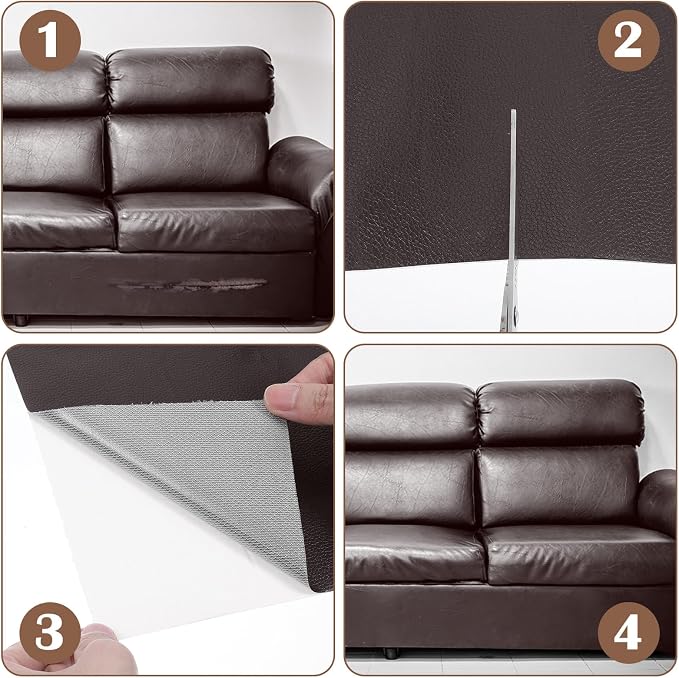 Large Leather Repair Patch - 17.7x177 inch Self-Adhesive Faux Leather Repair Tape Waterproof Vinyl Patches Tape for Furniture Sofas Couch Car Seats Decorative Home