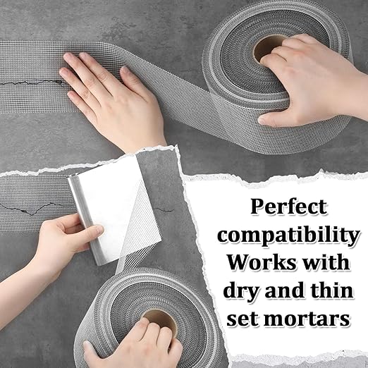 500 ft x 4 Inch Cement Board Joint Tape Self Adhesive Durable Gray Fiberglass Mesh Drywall Mesh Repair Tape for Cement Board Joints Repairing, Sealing and Strengthening