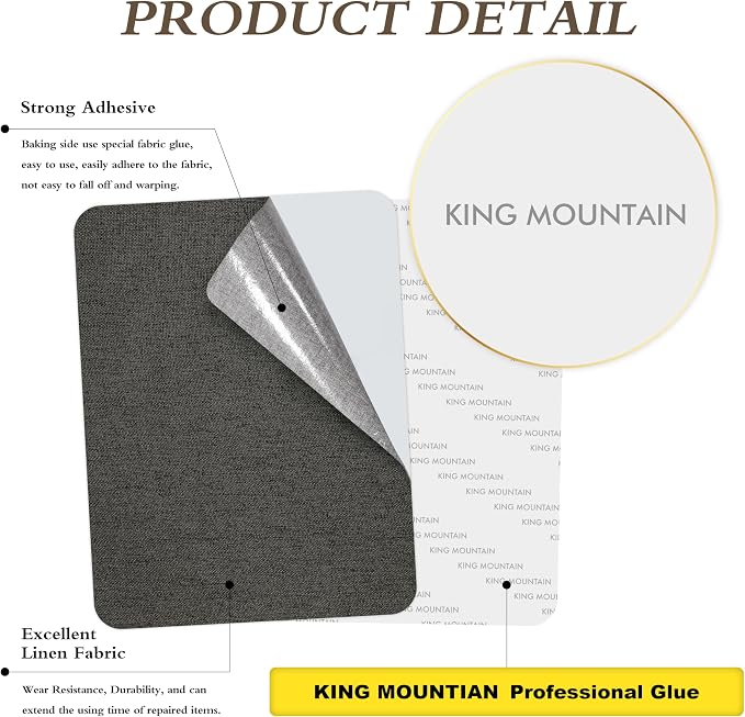 Fine Linen Repair Patches, Self-Adhesive Linen Fabric Patches, 8X11 inch Extra Size, Multi Color, Can be Used for Linen Sofa Repair and Linen Clothes Repair(8" x 11",Dark Grey)