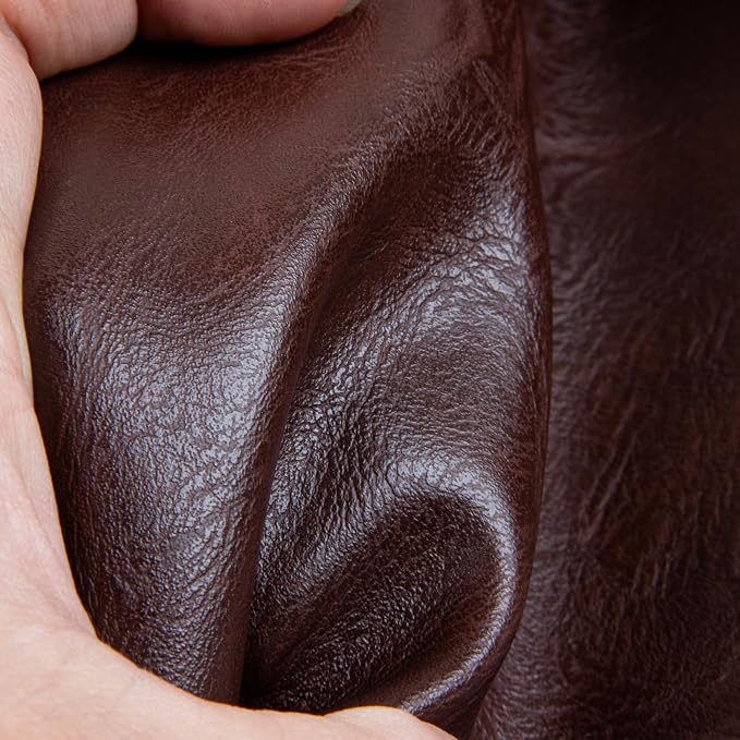 Faux Leather Fabric Sheet, 36 x 54 Inches, Texture Synthetic Material for DIY Crafts, Leather earings,Upholstery, Automotive, Sofa Projects Individual 1 Yard Cut (Dark Brown, One Yard)