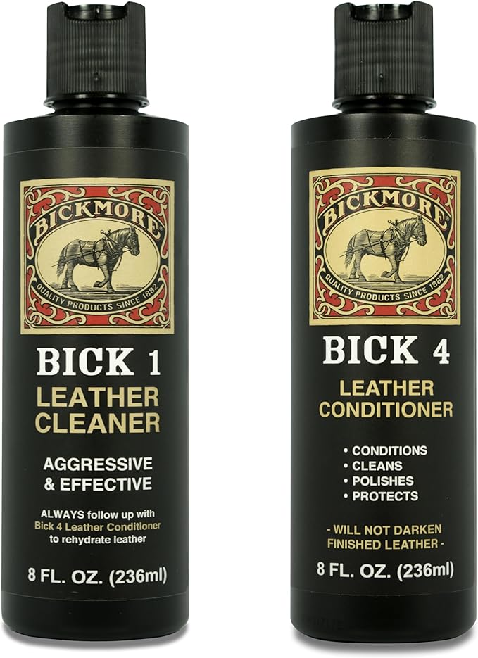 Bick 1 Leather Cleaner & Bick 4 Leather Conditioner - Will Not Darken Leather - Safe For All Colors of Leather Apparel, Furniture, Jackets, Shoes, Auto Interiors, Bags & Accessories