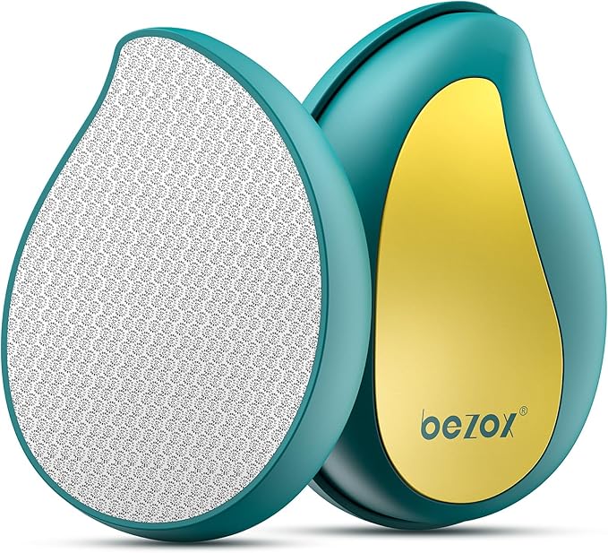 BEZOX Glass Foot Scrubber – Professional Foot File Callus Remover for Dead Skin & Cracked Heels – Premium Pumice Stone Pedicure Tools for Feet with Anti-Slip Handle and Protective Cover - Green