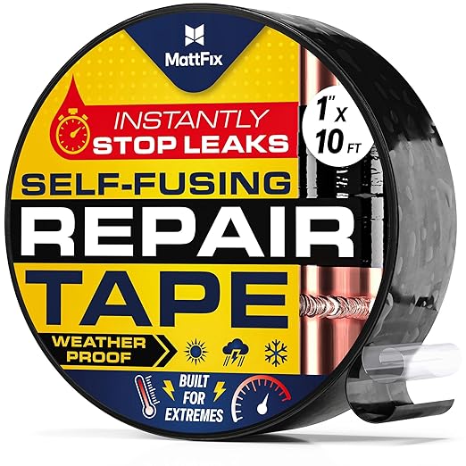 Self Fusing Silicone Tape – 1" x 10' – Waterproof Tape for Emergency Repairs – Weatherproof, Heat and Chemical-resistant – For Plumbing, Pipes and Hoses repairs, Automotive, Electrical & Outdoor Use