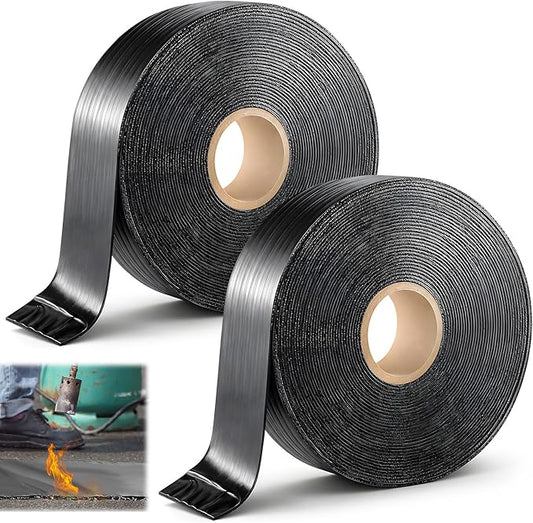 Fabbay 2 Rolls 1.97 Inch Asphalt Crack Filler Tape Asphalt Tape for Driveway Repair Joint and Crack Sealer for Tarmac Parking Lot Roof Cement Road, 50 Feet Each Roll, 3 mm Thick