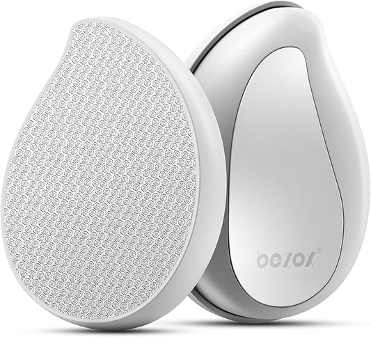 BEZOX Glass Pumice Stone, Foot File Callus Remover for Feet, Professional Foot Scrubber for Dead Skin & Cracked Heels – Premium Pedicure Tools with Anti-Slip Handle and Protective Cover - White