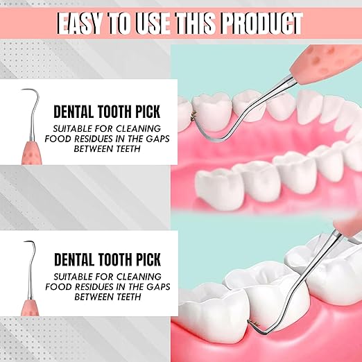 Professional Dental Tools Tartar Scraper for Dentist, Personal Use and Pets Plaque Remover for Teeth, Premium Oral Care Double Ended Dental Scaler | U5/33 Stainless Steel (Pink, Silicone Handle)