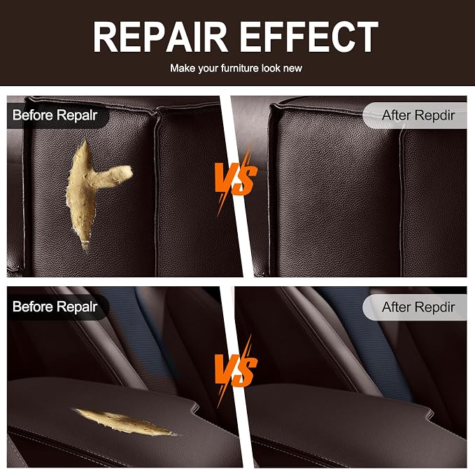 Leather Repair Patch 15.7x40 inch Large Self-Adhesive Vinyl DIY Leather Repair Kit for Sofa Car Seats Chairs Shoes Bags Damaged Furniture (Deep Brown)