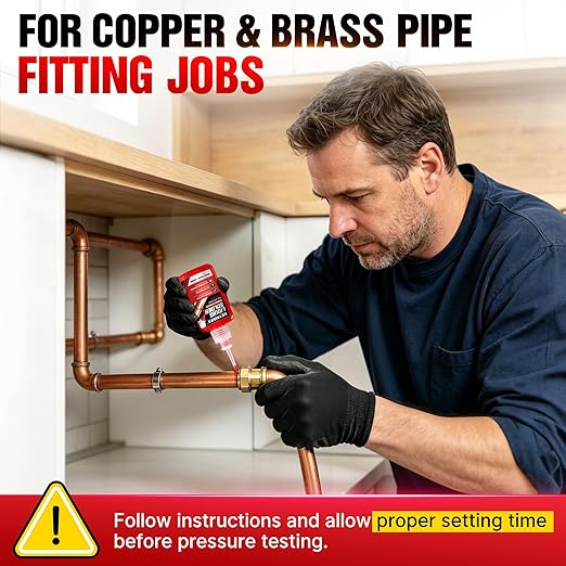2 oz Liquid Solder for Copper & Brass, No Heat Plumbing Soldering Kit, Instant Leak Seal up to 500 PSI, Safe from -60°F to +300°F, Ideal for Plumbing & HVAC Repairs