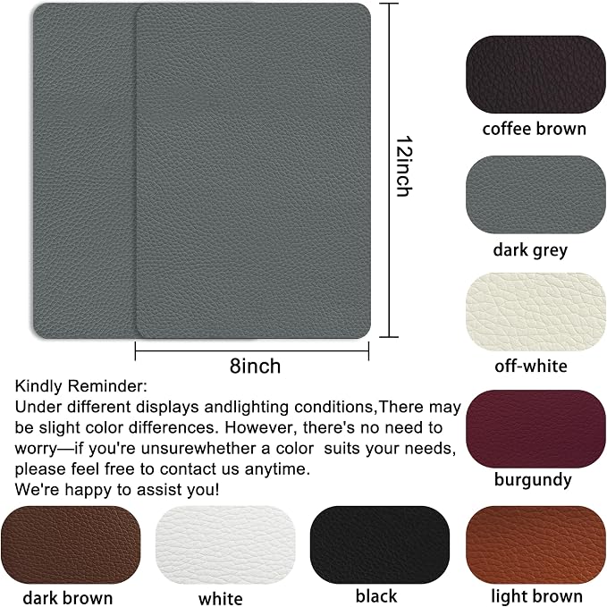 XSunLea Self Adhesive Leather Repair Patch,8x12 inch Vinyl Repair Kit,Leather Repair Kit for Furniture,Car Seat,Couch,Office Chair,2 Pcs Dark Gray