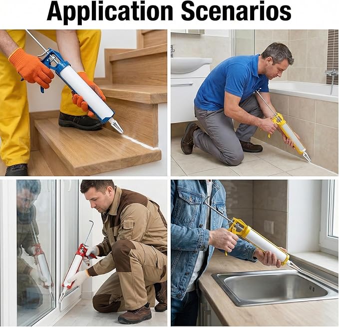 15Pcs Caulking Finishing Tool Caulking Tips Applicator Reusable Caulk Tips Nozzles Stainless Steel Caulk Nozzle Applicator Reusable for Bathroom Doors Windows