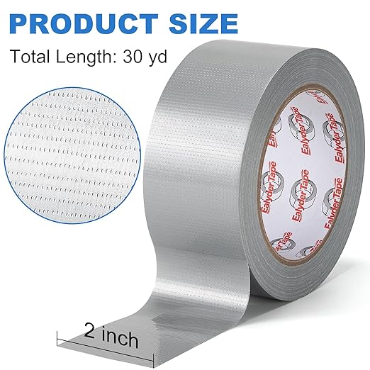 3-Pack Silver Duct Tape Heavy Duty 2 Inch x 30 Yards, Waterproof Industrial Strength Adhesive Tape for Indoor Outdoor Repairs, Sealing, Tear by Hand & No Residue