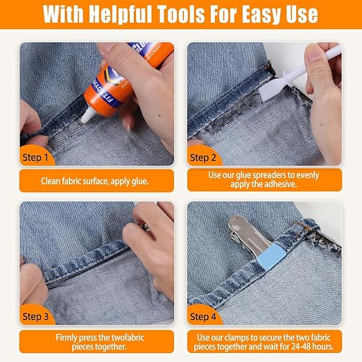 3Pcs Fabric Glue Permanent, 60 ML Washable Clear Clothing Glue, Super Fabric Glue for Rhinestones, Patches, Clothes, Denim, Leather, Polyester, Fabrics, Doll Repair, Flannel, Cotton