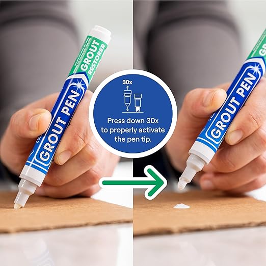 Grout Pen Tile Paint Marker: Waterproof Grout Paint, Tile Grout Colorant and Sealer Pen - Winter Grey, Narrow 5mm Tip (7mL) - 3 Pack