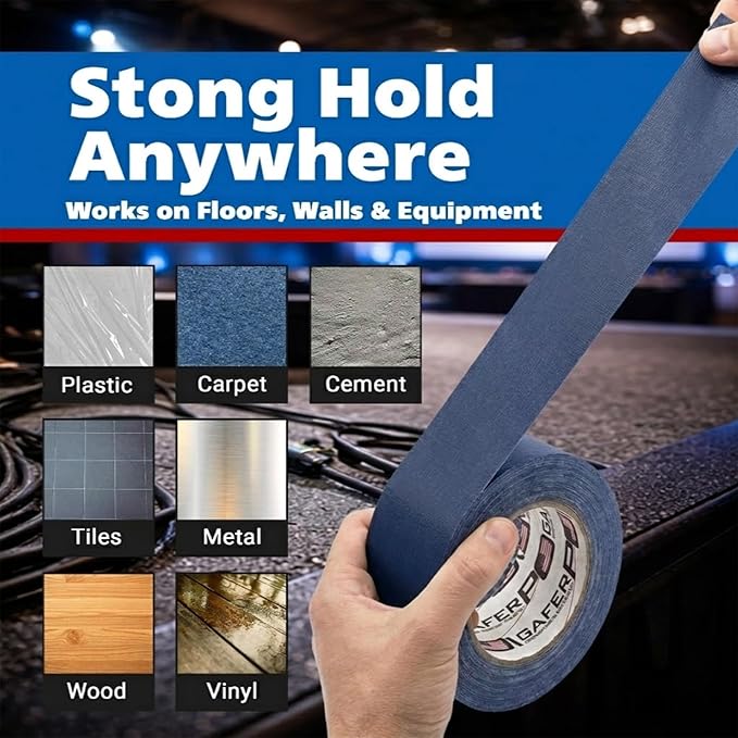Gaffer Power Midnight Blue Gaffer Tape 2” x 30 Yards – No Residue, Made in USA, Professional Grade, Non-Reflective Matte Cloth Tape for Stage, Photography & Cable Management