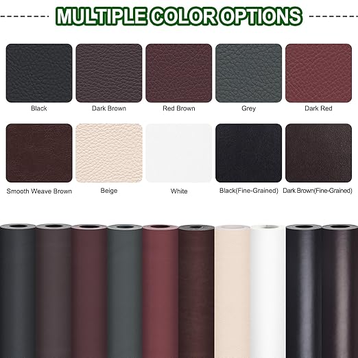 Leather Repair Patch Tape Kit,17x79 inch Large Self Adhesive Leather Repair for Furniture,Couch,Car Seat,Motorcycle Seat,Loveseat (Black-Fine Grained, 17x79 inch)