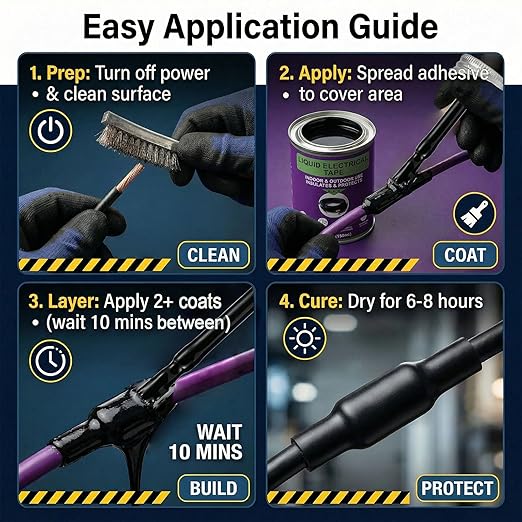 Liquid Electrical Tape, 5.29 Ounces, Black, Waterproof, UV Resistant, with Built-in Brush, for Marine Automotive Household