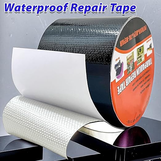 WaterproofRepair Tape for Fabric, 3.1IN x24.6FT, Heavy Duty Outdoor Repair Tape, for RV Roof, Tarp, Tent, Sail and Boat Cover Outdoor Repair Patch, Multipurpose Awning Repair Tape (Black)
