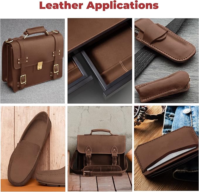 ELW Crazy Horse Leather 5-6 OZ (2-2.4mm) | Bourbon Brown | Pre-Cut 6"x6" | Full Grain Cowhide Handmade Leather for DIY, Crafts, Sheaths, Sewing, Workshop