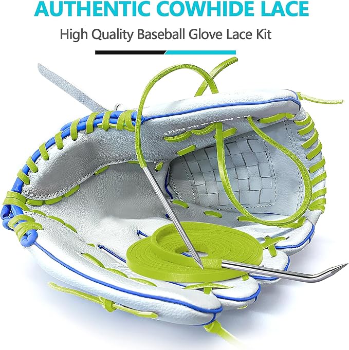 Baseball Glove Lace, Mitt Lace Repair Kit Softball 2 Leather Laces and 2 Lacing Needles for Catcher's Glove