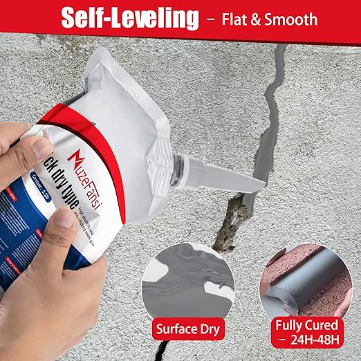 Concrete Crack Filler, Waterproof Cement Sealant, Flexible Caulking Glue, for Outdoor Driveway, Walkway, Patio, Wall and Foundation Cracks (4 Pack)