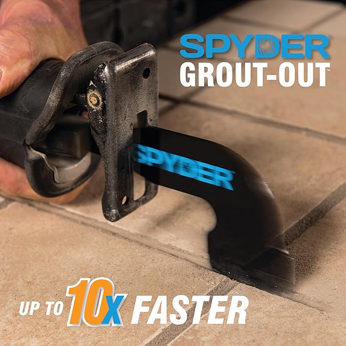Spyder Grout Remover Tool, Accessory for Reciprocating Saws, for Grout Joints 1/16-3/16" (100263)