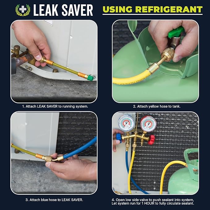 Leak Saver Direct Inject AC Leak Sealer 3-Pack | AC Stop Leak for Most HVAC Systems Up to 5 Tons | Works with All Systems & AC Refrigerants | Made in the USA