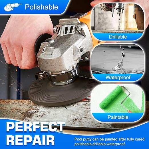 Pool Putty, 12oz Epoxy Putty, 2 Part White Underwater or Above Fast Repair, Fix Leaks, Cracks, Filling, Sculpting for Fixing Swimming Pools, Stone, Ceramic, Plastic, Metal, Wood, Glass and Acrylic