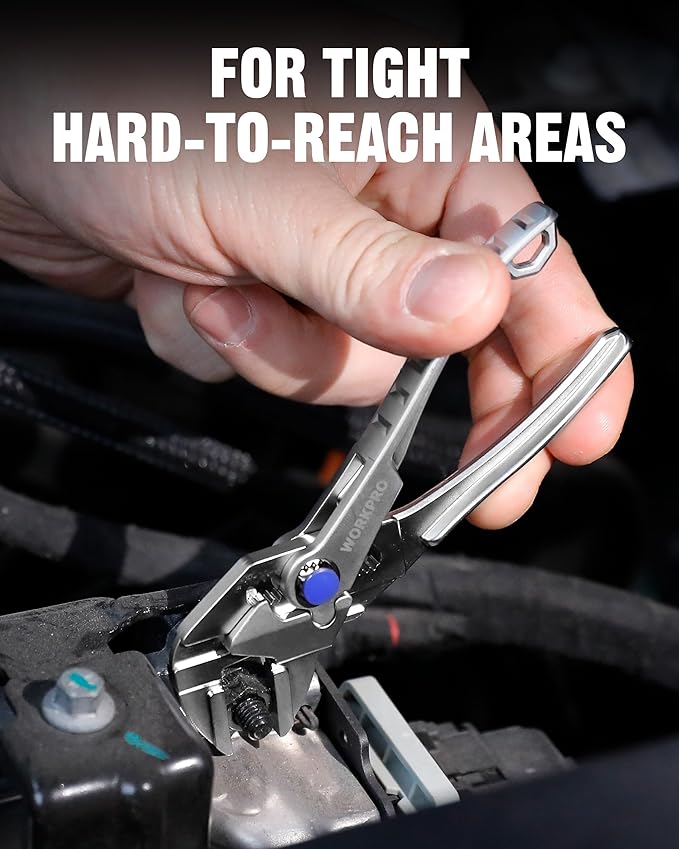 WORKPRO Mini Pliers Wrench, 4-Inch Smooth Jaw Pliers, High-Toughness Alloy Steel Adjustable Wrench Pliers with Smooth Parallel Jaws, Anti-Rust Coating, EDC Pliers for Tight Spaces & Versatile Use