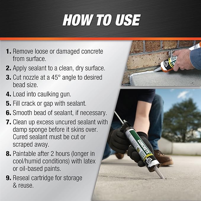 DAP Concrete and Mortar Filler and Sealant, Gray, 10.1 Oz (7079818096)