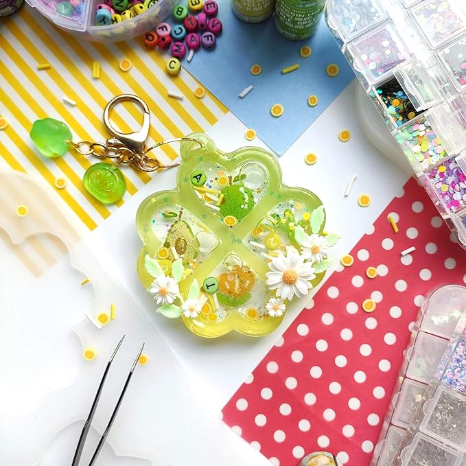 Epoxy Resin Shaker Molds with Cover, Hanging Hole Perfume Bottle, Clover, Heart, Star, Gift Box, Jewelry Casting Supplies 5-Shape Large 3.4-3.66inch