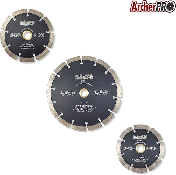 Archer PRO 7" in. Tuck Point Diamond Blade for Mortar Grooving and Removal. Tuck Pointing Mortar Tools for Brick Mortar Repair and Mortar Removal. Granite Cutting and Grout Removal Blade.