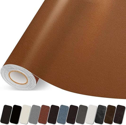 Lifenion Leather Repair Patch, Self Adhesive Leather Repair Tape, Large Vinyl Patch Kit for Couches, Sofa, Furniture, Car Seats, Office Chairs, Cabinets, Handbags（Light Brown, 3.5X79 Inch）