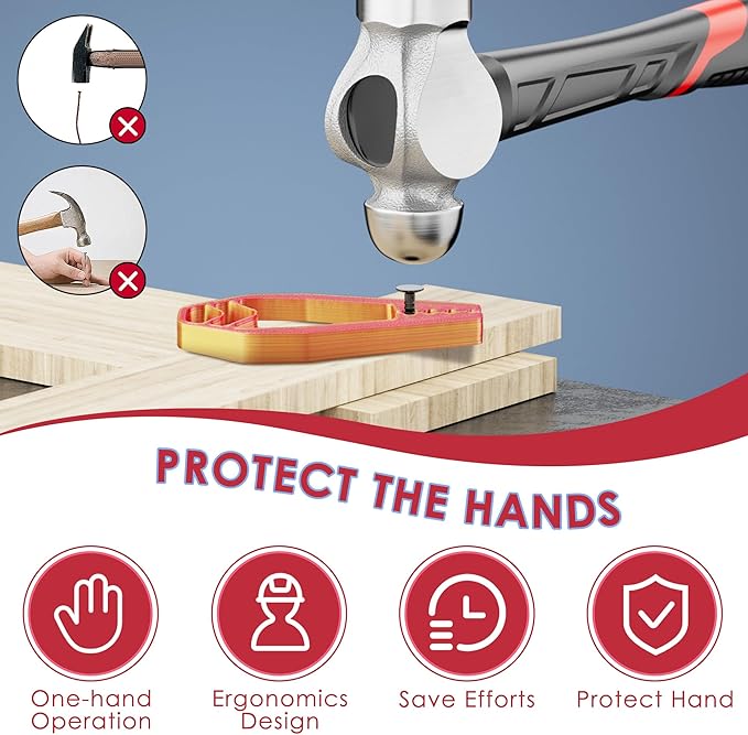 3 Pack Nail Holder for Hammering, Nail Setter Slip Joint Pliers to Keep Fingers Safe, Portable Nail Fixing Tools for Basic Repair and Woodworking Tools, Household Construction (Red, Black, White)