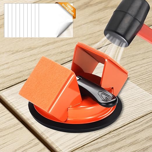 REXBETI Floor Gap Fixer Tool, Plank Gap Repair Kit, Heavy Duty Suction Cup Laminate Flooring Tool, Double 45° Widened Striking Face, 10pcs Sticky Pads for Fixer Laminate/Vinyl Flooring/Hardwood