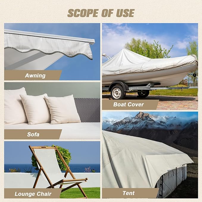 OAZ 16 x 79 inch Canvas Repair Patches Canvas Fabric Patch Self-Adhesive Fabric Repair Tape Waterproof Outdoor Gear Patch Kit for Boat Cover Awning Sofa Chair Couch Tent Bag (Dark Brown)