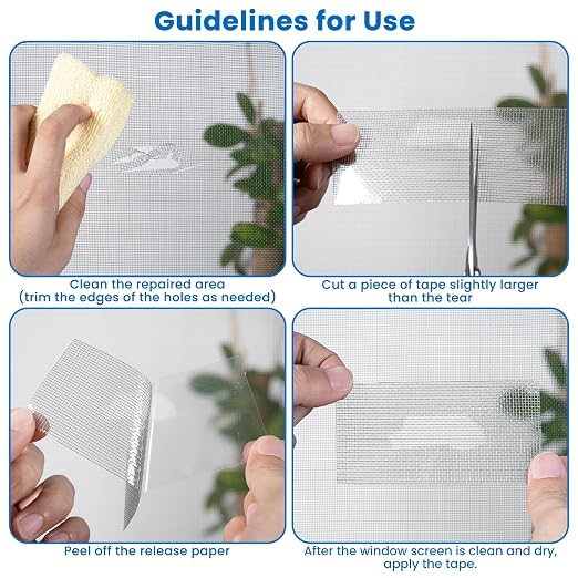 Window Screen Repair Tape 4 in x 20 FT Fiberglass Strong Adhesive Screen Patch, Waterproof Mesh Repair Kit for Window & Door Screen Holes Tears - Gray