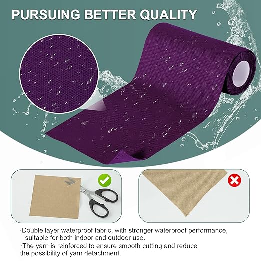 Linen Canvas Repair Tape, 4×63 Inches Purple Waterproof Self-Adhesive Patch for Outdoor Gear, Durable Fabric Tape for Boat Covers,Couch,Tents, Sofas, Sun Shades, Awnings, and Lounge Chairs