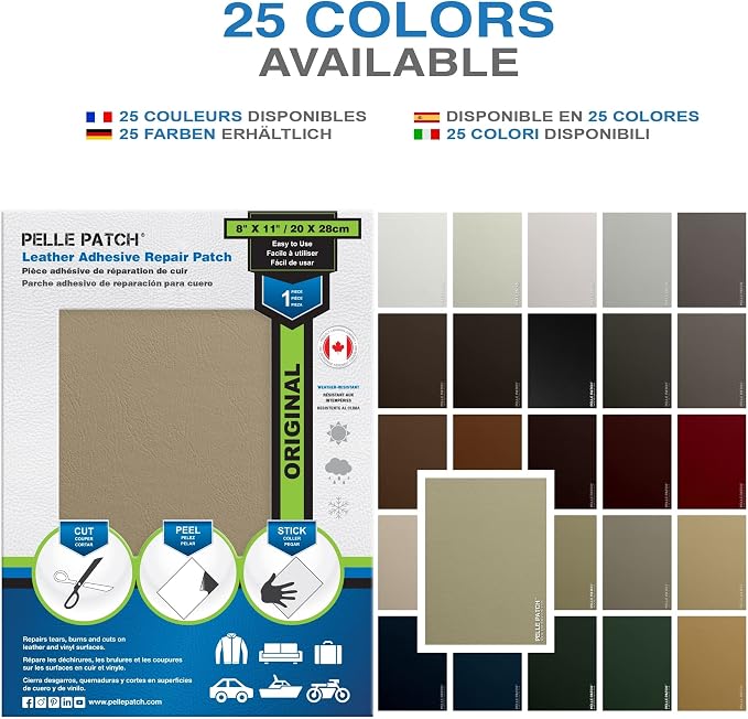 Leather Couch Repair Patch - 25 Colors Available - Original 8x11 - Beige